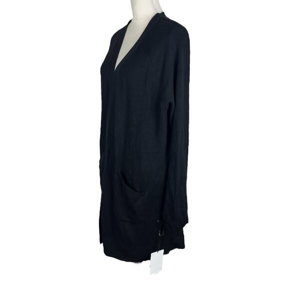 Lululemon Still At Ease Wrap Black Knit Cashlu Open Front Cardigan Size 12 NEW - Picture 7 of 9